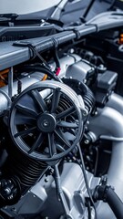 Close-up of a modern engine's intricate components