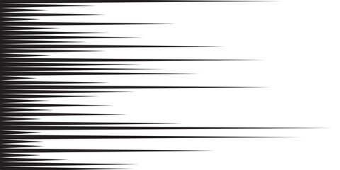 Lines background. Black sharp horizontal lines with pointed arrow-like tips extending from left to right. Dynamic tapering pattern with aggressive motion effect. Abstract speed vector illustration.