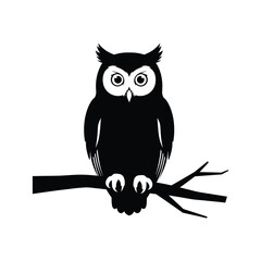 Obraz premium Black silhouette of an owl perched on a branch