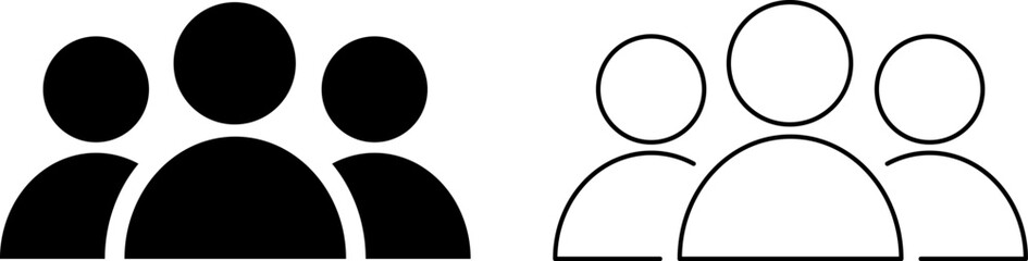 Simple icon of a group of people silhouette and outline