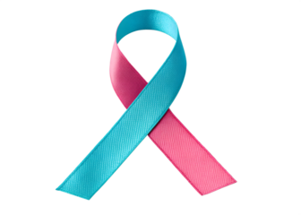 Pink and blue ribbon isolated on transparent background for baby loss awareness