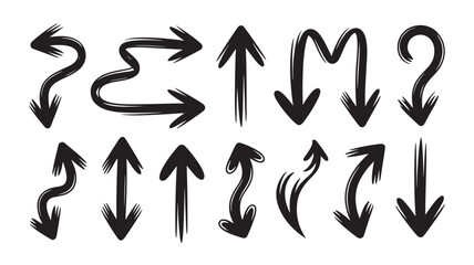 Obraz premium Set of hand-drawn arrow illustrations various directions and styles vector design elements for graphic projects