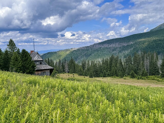 mountain landscape with house High Tatras Poland national park