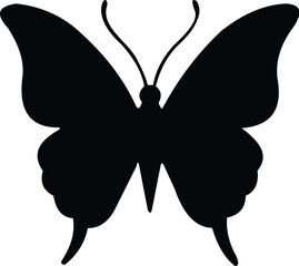 Elegant black butterfly vector silhouette with white outlines perfect for graphic design projects and decorative elementsElegant black butterfly vector silhouette with white outlines perfect for graph