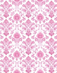 ロココ調ピンクフローラルパターンのビンテージ壁紙 Vintage Rococo Pink Floral Wallpaper Pattern	