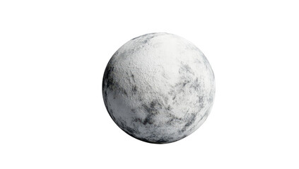 A textured spherical object resembling a celestial body. placed on a minimalist white surface. creating a serene atmosphere. ideal for backgrounds in space-themed projects