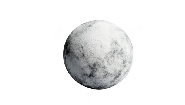 A textured spherical object resembling a celestial body. placed on a minimalist white surface. creating a serene atmosphere. ideal for backgrounds in space-themed projects