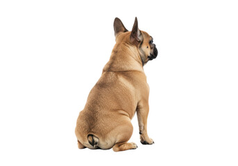 Obraz premium Isolated French Bulldog is sitting down and looking back with inquisitive expression