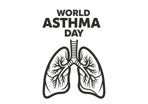 World asthma day illustration with lungs isolated on transparent background