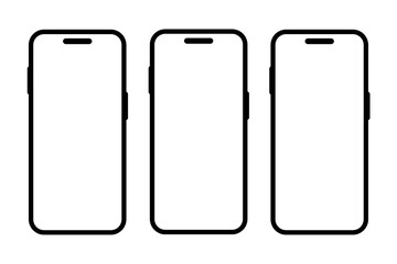 Minimal Black Smartphone Mockup Set with Three Empty Screens for App and UI Design
