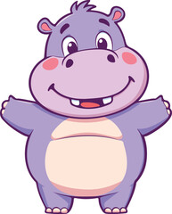 Cute Cartoon Hippo Character