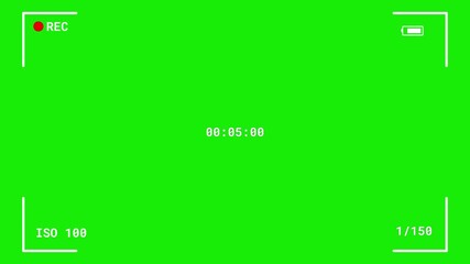 Camera recording screen overlay in alpha. Camera Recording Frame with HUD on Green Screen. Video camera recording overlay interface with HUD elements on green screen background