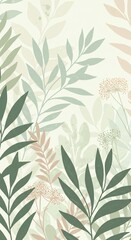 Botanical Elegance: An intricate floral composition showcases a delicate interplay of leaves and blossoms, bathed in soft, neutral tones.