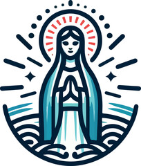 Virgen maria logo icon vector white background .