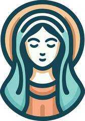 Virgen maria logo icon vector white background .