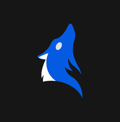 Minimal dog, fox, jackal, wolf, silhouette vector icon on black background, perfect for veterinary clinic logos and pet shop branding.
