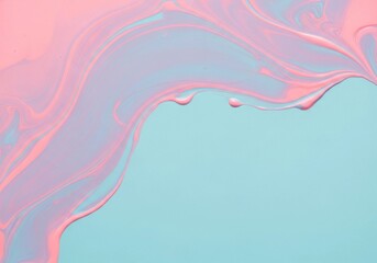Abstract swirl of pink and blue paint on a smooth surface. The colors blend seamlessly, creating a soft and calming visual effect.