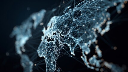 A stunning digital illustration of a global network. A stunning depiction of interconnected global network in a technological and futuristic manner.