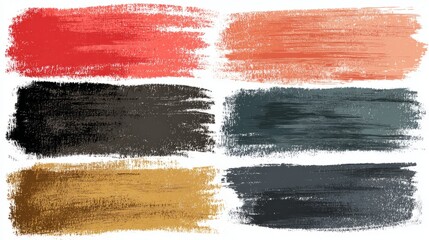 A set of hand-painted brushstrokes offers a vibrant palette, perfect for adding artistic flair to any design, showcasing textures and color variations.