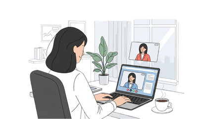 Remote Work and Hybrid Office Set – Vector Illustration of Modern Workspace Concepts AI EPS PNG JPEG