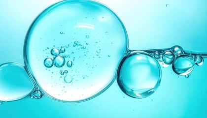 Water Bubbles: Macro shot of translucent water bubbles floating in liquid, evoking the purity and essence of water. A celebration of fluidity and clarity.