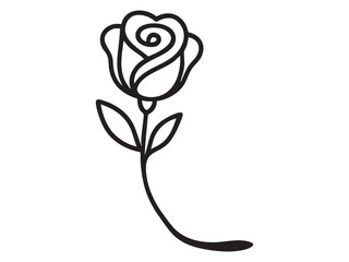 line art vector illustration of a rose