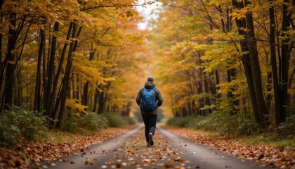 Serene Autumn Walk Through a Colorful Forest Pathway
