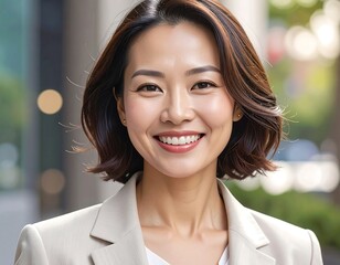 Smiling businesswoman outdoors