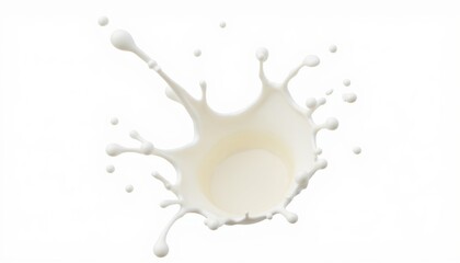 White Milk Splash with Drops on White Background for Creative Projects