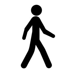 Silhouette of a walking stick figure on a white background illustration
