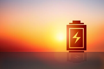 Technology battery power electric at sunset background