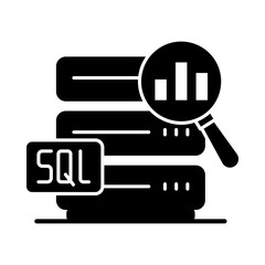 Data Querying Icon, SQL queries, Database search, Information retrieval, Data analysis, and Query execution. Vector illustration.