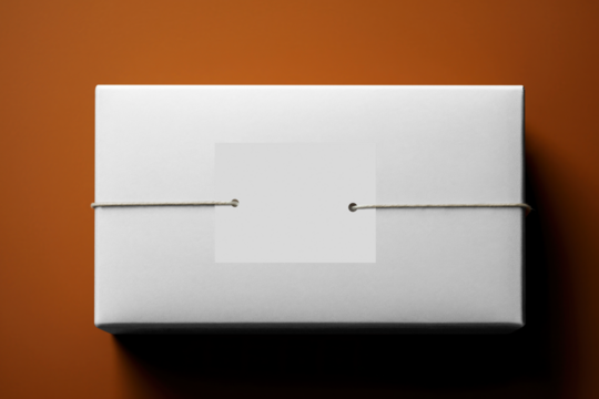 Product box label png mockup, transparent design