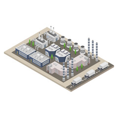 Industrial Factory and Warehouse Logistic Building Isometric
