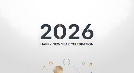 Elegant 2026 new year design featuring modern typography and geometric shapes perfect for holiday greetings and event promotions