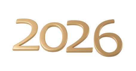 2026 3D numbers Happy New Year. christmas celebration gold background Holiday design transparent