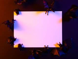 Halloween Bat Frame with Blank Paper &ndash; Spooky Mockup Background Generative AI