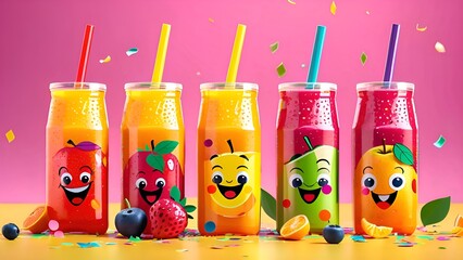 Colorful Juice Cartons