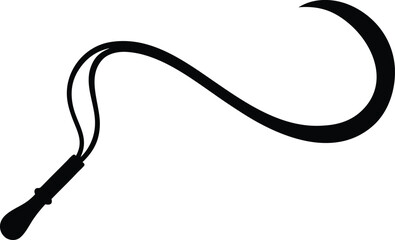 Whip Silhouette Vector, Black Whip Vector Icon, Whip Outline Vector Art