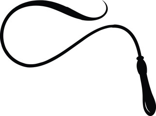 Whip Silhouette Vector, Black Whip Vector Icon, Whip Outline Vector Art