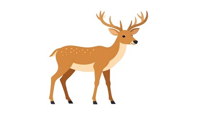 Cute cartoon deer profile view
