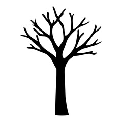 Obraz premium Silhouette of a deciduous tree with a thick canopy against white background