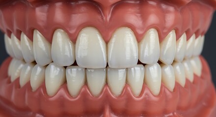 Detailed dental model displaying healthy teeth and gums