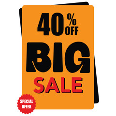Naklejka premium Special Offer 40 Percent Off Poster with Orange Background and Strong Typography 