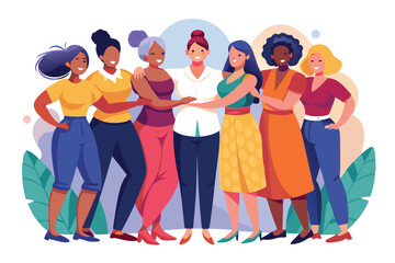 Obraz premium Diverse Women Friendship Happy Group Illustration