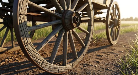 Vintage Wooden Cart Wheel Detail.