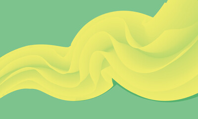 Flowing yellow gradient wave on green background abstract blue