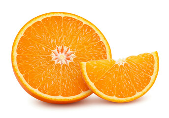 Fototapeta premium Vibrant, juicy orange halves and wedges reveal fresh citrus pulp with bright, refreshing texture perfect for healthy eating and culinary inspiration