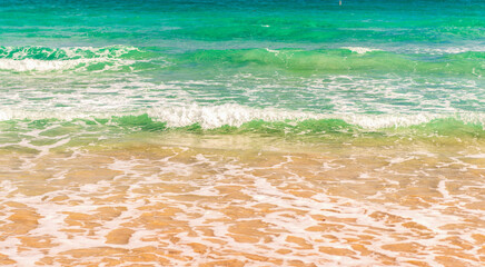 Calm horizon at sea. Romantic summer vacation seascape. Seascape horizon paradise. Sea sunrise on ocean beach. Sunset seascape at summer vacation. Horizon with sea cloudy sky. Relax on beach