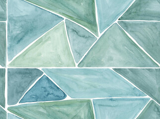 Abstract painted watercolor background. triangle shapes and geometric pattern color full